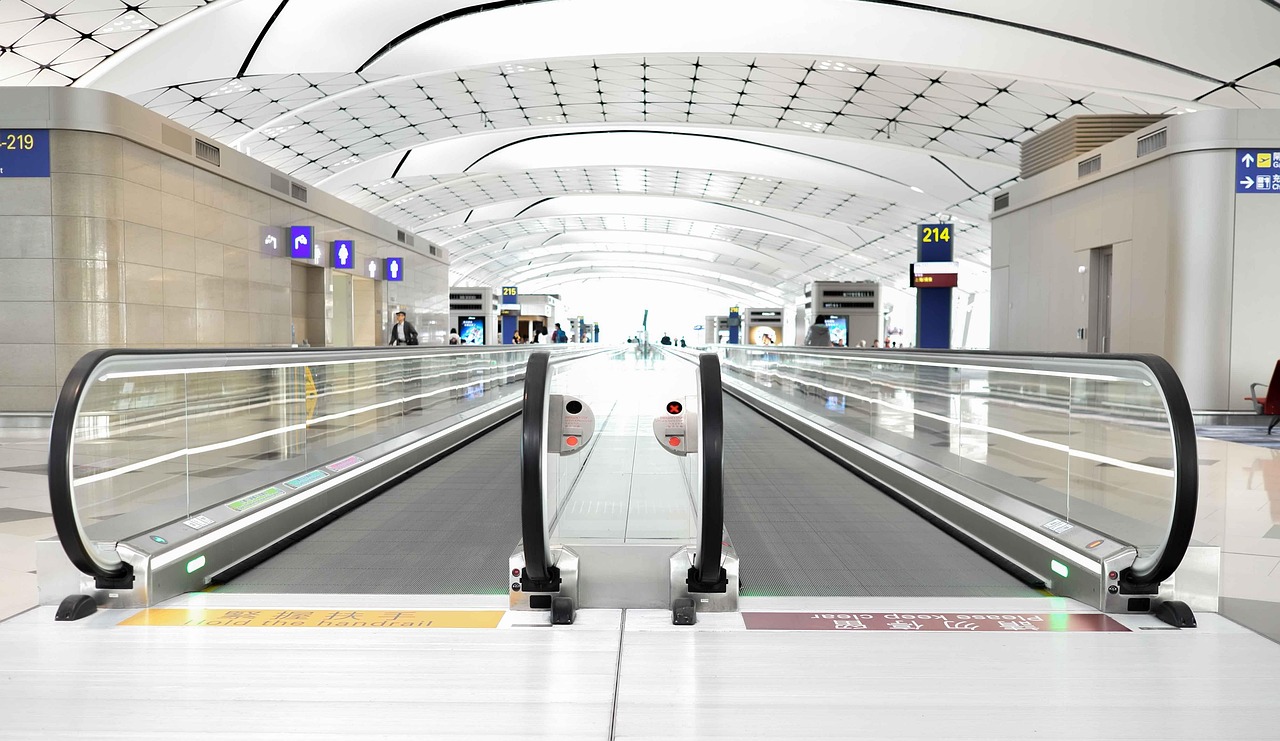 Airport, elevator, technology — IPTV Subscription: Live TV, Films and Series at One Click